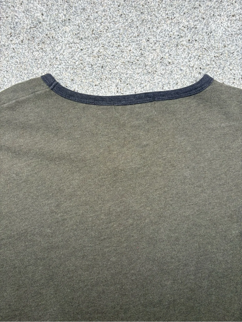 Vintage J. Crew Olive V-Neck Sweater with Navy trim Large